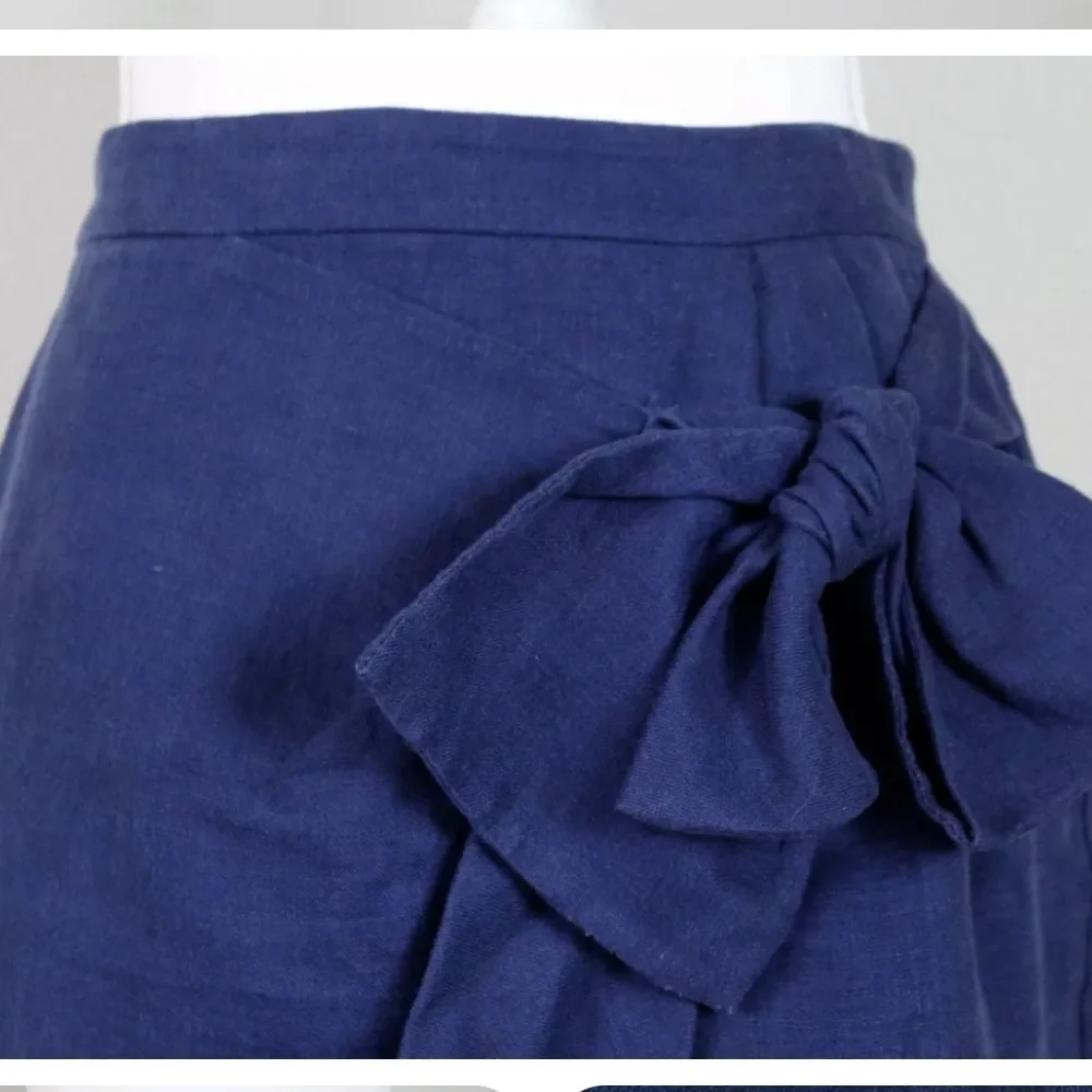 3.1 Phillip Lim Blue Linen Tulip Wrap Bow Mini Skirt High Waist l Luxury Size 2